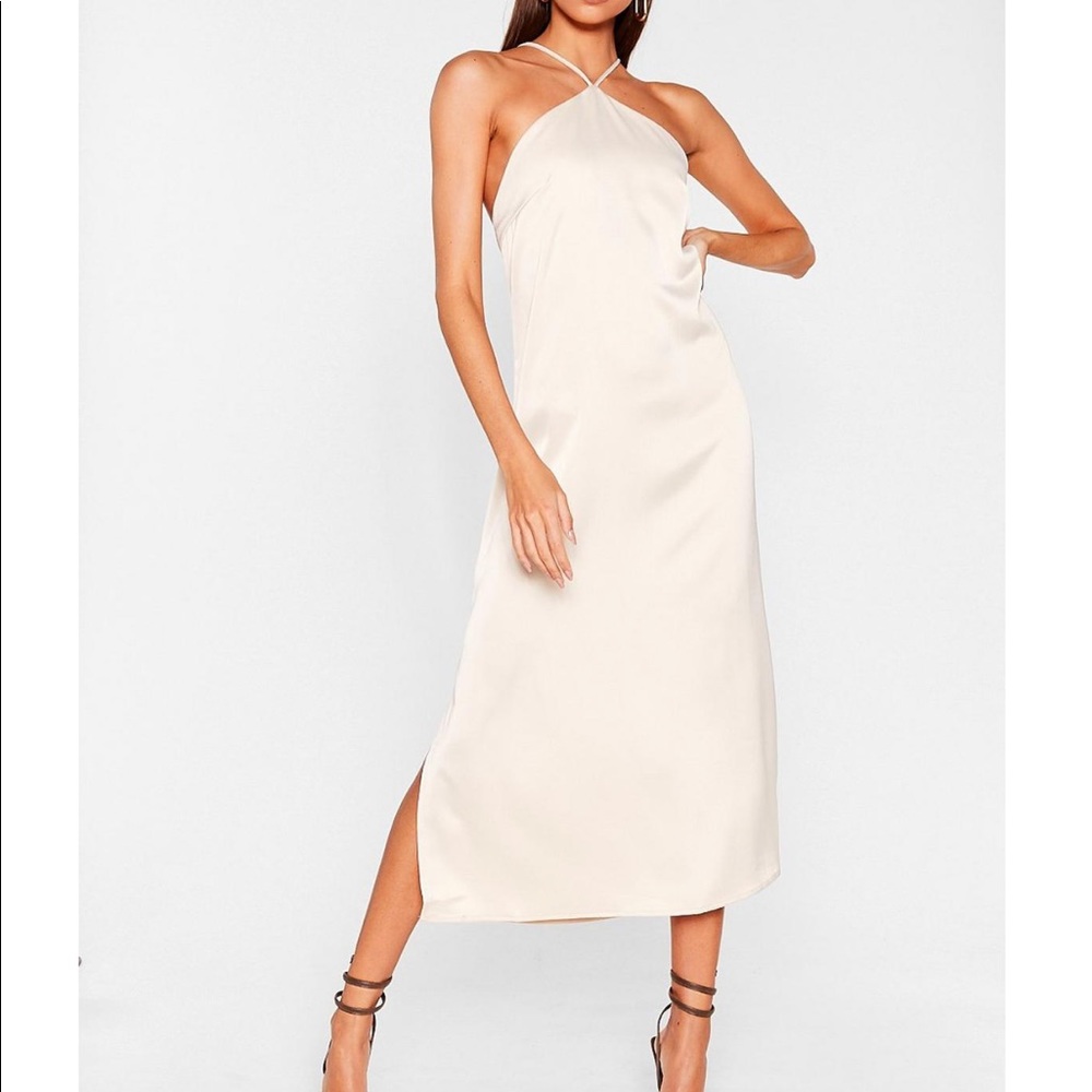 NWT satin halter midi dress